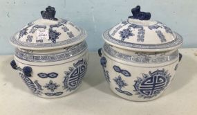 Pair of Modern Blue and White Oriental Jars