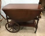 Vintage Mahogany Serving Tea Cart with Glass Tray