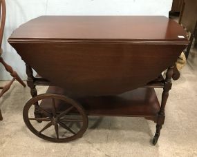 Vintage Mahogany Serving Tea Cart with Glass Tray