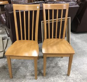 Pair of Modern Pine Spindle Back Side Chairs