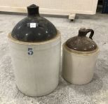 Two Pottery Whiskey Jug Crocks