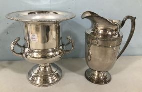 Silver Plate Wine Cooler and International Silver Plate  Bourdeaux Pitcher