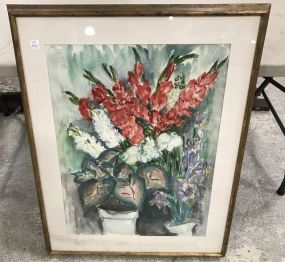 Large Watercolor Still Life Flower Bouquet