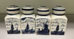 Three Delfts Blauw Hand Painted Spice Jars