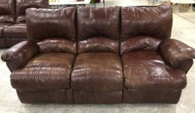 Three Section Faux Leather Recliner Sofa