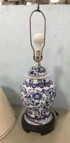 Large Oriental Blue and White Urn Style Lamp