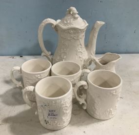 Vintage White Ceramic Tea Set
