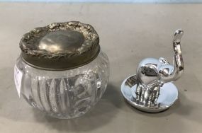 Monogrammed Power Jar and Elephant Ring Holder