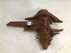 Signed Driftwood Art Sculpture of Breaded Man