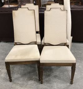 Four French Style White Upholstered Dining Chairs