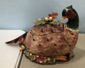 J. Willfred Hand Painted Ceramic Pheasant Jar