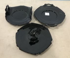 Three Piece Black Amethyst Glass Pieces