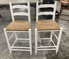 Pair of White Painted Bar Stools