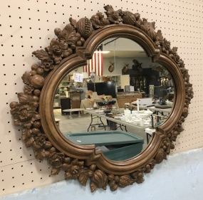 Ornate Plastic Wood Style Wall Mirror