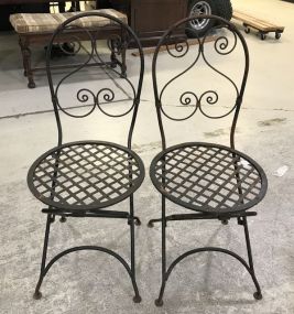 Two Iron Fold Out Patio Chairs