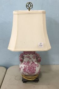 Pink and White Ceramic Urn Lamp