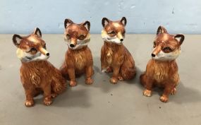 Four Hand Painted Porcelain Fox Salt and Pepper Shakers