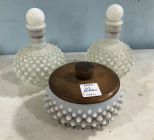 Three Vintage Pieces of Hobnail Glass