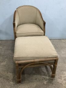 Bent Bamboo Arm Chair and Ottoman