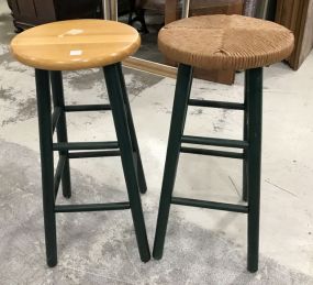 Woven Seat and Pine Top Bar Stools