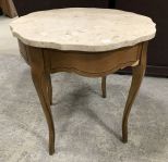 French Provincial Marble Top Lamp Table