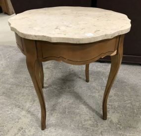 French Provincial Marble Top Lamp Table