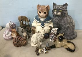 Group of Ceramic and Porcelain Cat Figurines