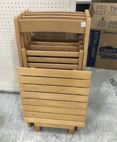 Four Wood Fold Out Chair and Table