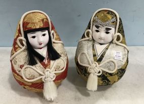 Pair of Chinese Fabric Dolls Of Man and Woman