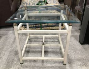 Contemporary Square Glass Top Side Table