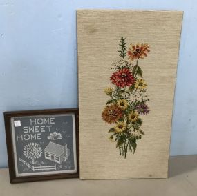 Still Life Flower Needle Point and Home Sweet Home Sampler