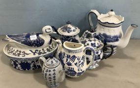 Group of Blue and White Pottery Decor