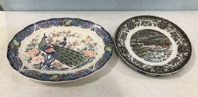 SM Japanese Peacock Platter and Ironstone English Charger