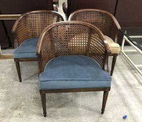 Three Cane Back Barrel Chairs