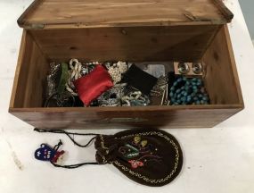 Small Cedar Trunk of Costume Jewelry Pieces