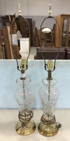 Pair of Etched Glass Vases