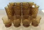 Set of Amber White Hall Cube Pattern Glasses