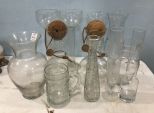 Group of Clear Glass Vases and Glasses