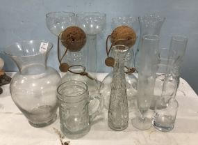 Group of Clear Glass Vases and Glasses