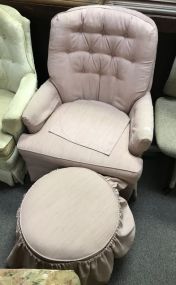 Upholstered Swivel Chair and Ottoman