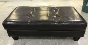 Black Vinyl/Faux Leather Ottoman