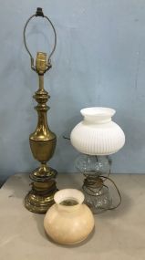 Brass Lamp and Glass Oil Lamp