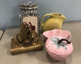 Ceramic Container, Pottery Pitcher, Dishes, Praying Hands