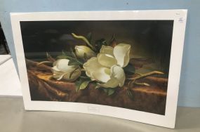 Magnolias On Gold Velvet Cloth Print