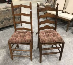 Two Ladder Back Oak Side Chairs