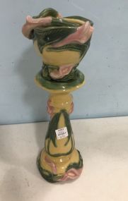 Ceramic Pottery Hand Painted Pedestal Vase
