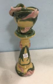 Ceramic Pottery Hand Painted Pedestal Vase