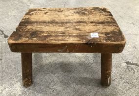 Primitive Pine Hand Carved Foot Stool