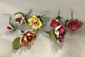Seven Hand Painted Porcelain Flower Arrangements