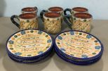 World Bazars Hand Painted Pottery Plates and Mugs